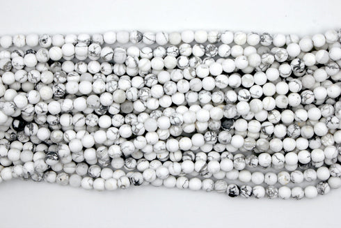 Matte White Howlite Gemstone Beads, 6mm, Round